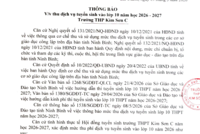 THÔNG BÁO VỀ VIỆC THU DỊCH VỤ PHÍ TUYỂN SINH VÀO LỚP 10 NĂM HỌC 2026-2027