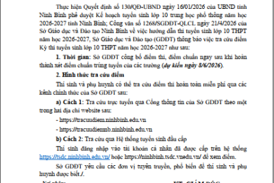 Thông báo về việc tra cứu điểm Kỳ thi tuyển sinh vào lớp 10 THPT năm học 2026-2027