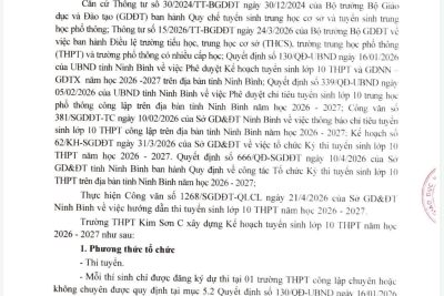 Kế hoạch tuyển sinh lớp 10 trường THPT Kim Sơn C năm học 2026-2027
